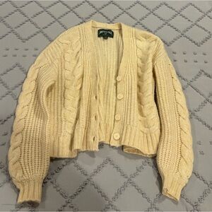 American Eagle Outfitters Cream Cable Knit Cardigan